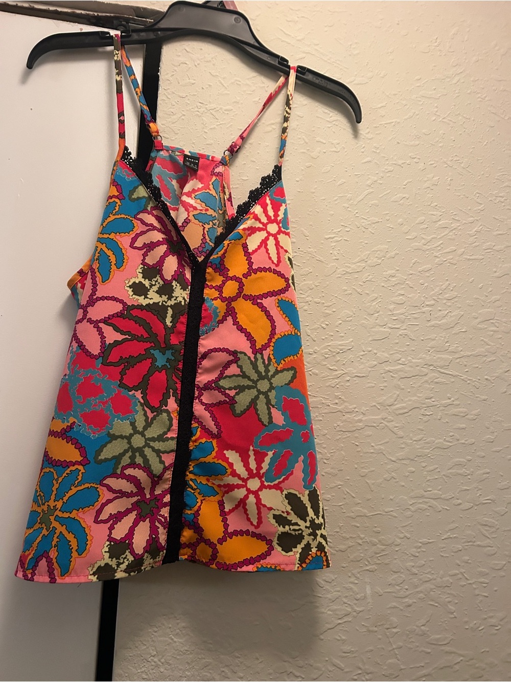 SHEIN Multicolor Floral Spaghetti Strap Cami with Black Trim